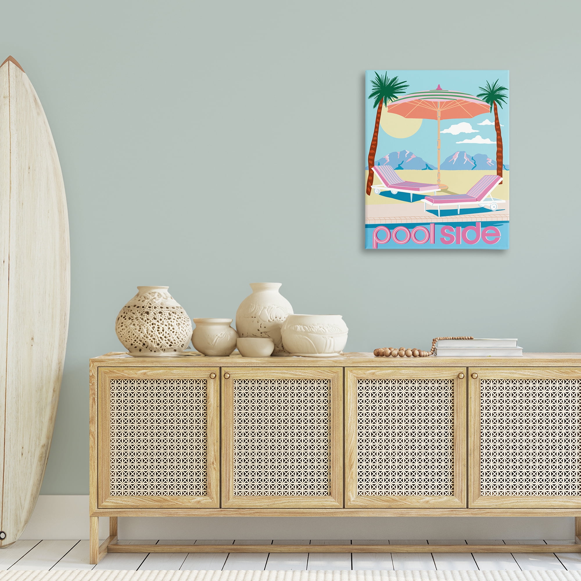 Stupell Industries Preppy Coastal Poolside Nautical & Beach Painting Wrapped Canvas Art Print Wall Art, 24 x 30