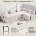 thumbnail image 6 of Timbernest 106" Oversized L-Shaped Cloud Couch, Convertible Sleeper Sofa, Folding Corduroy Sofa Bed for Living Room, Beige, 6 of 16
