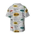 thumbnail image 2 of Naloa Hello Men's Loose Fit Cuban Collar Short-Sleeve Shirt with Button-down and Chest Pocket for Everyday Wear Outings - X-Large, 2 of 7