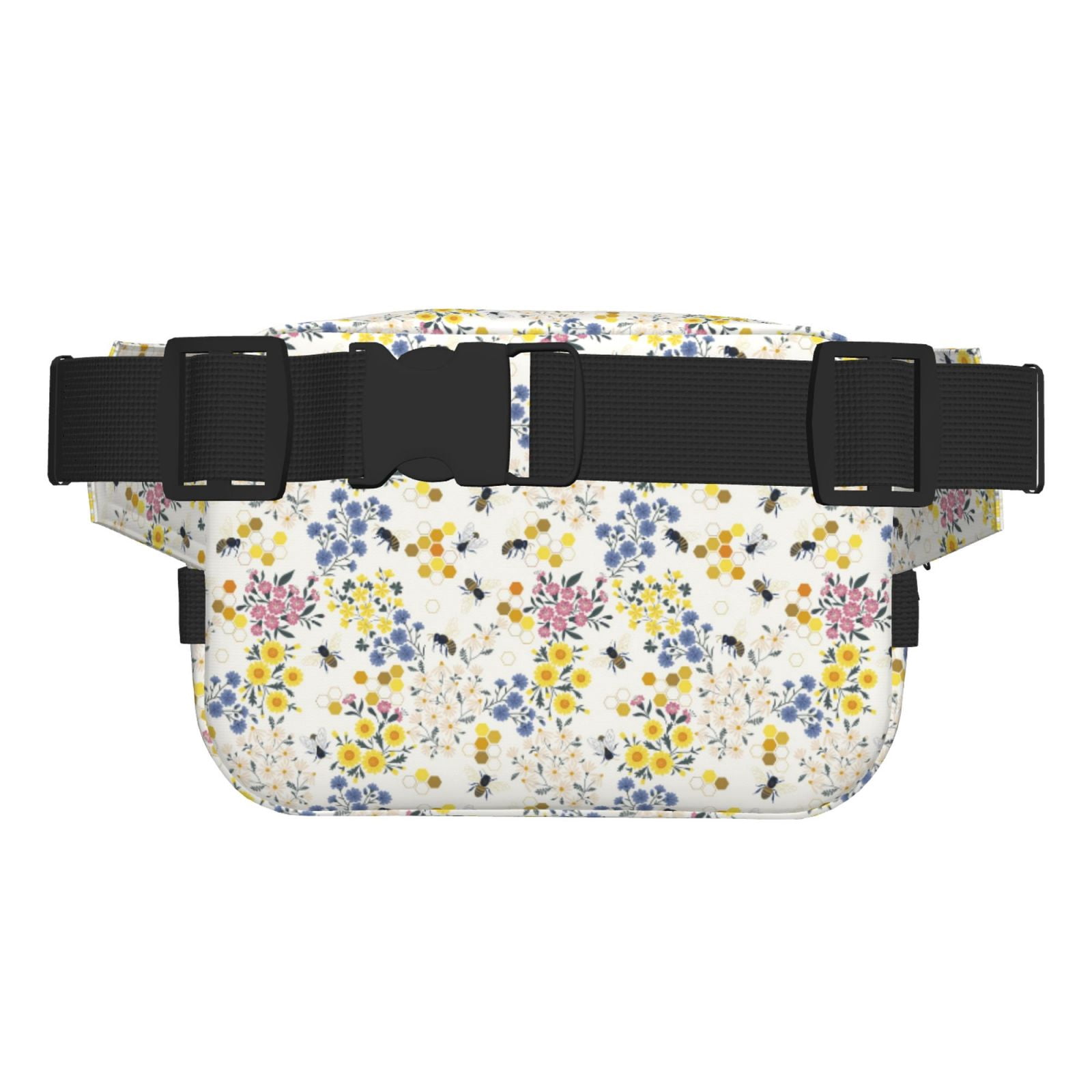 Fuzoiu Wildflower Honeybee Print Unisex Square Double Layer Waist Bag,Crossbody Fanny Pack Travel Workout Accessory