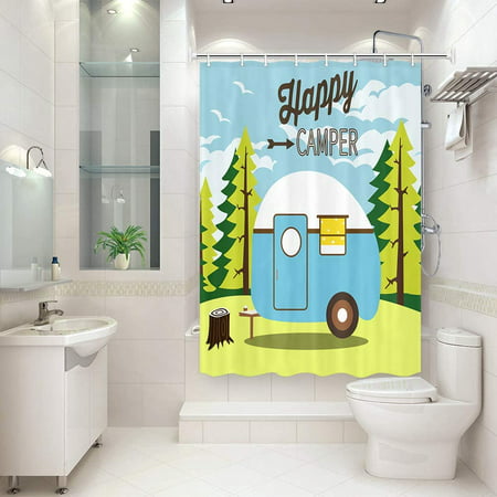 Rv Shower Curtain Happy Camper, Happy Camper Rv Shower Curtain