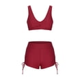 thumbnail image 3 of FcBaudy Womens Swimsuits Two Piece Swimsuit for Women Bathing Suit for Women Women Bikini Solid Strappy Back Set Two Piece Swimsuits Plus Size Bathing Suits Tankinis Swimwear Women Swimsuit, 3 of 5