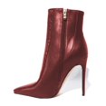 thumbnail image 2 of YDN Women Sexy Pointed Toe Booties Stiletto High Heels Ankle Boots Side Zipper Basic Winter Shoes Size 15 Dark Red, 2 of 6