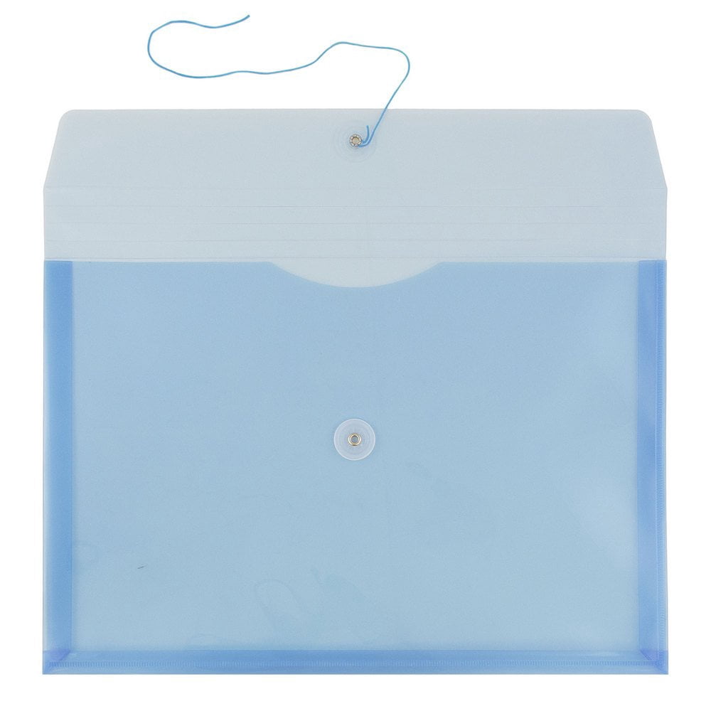 JAM Paper Plastic Envelopes, 9.8x14.5, Blue, Button String, Legal Booklet, 12/Pack