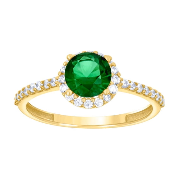 10k Yellow Gold Womens Green White Cubic Zirconia Fashion Ring 5.3x7.9mm Wide Ring for Women