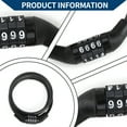 thumbnail image 2 of Candado de bicicleta Unique Bargains, candado de seguridad con combinación de 4 dígitos, cadena para bicicleta (no se puede reiniciar), acero, 116 cm, negro, 1 pieza, 2 of 6