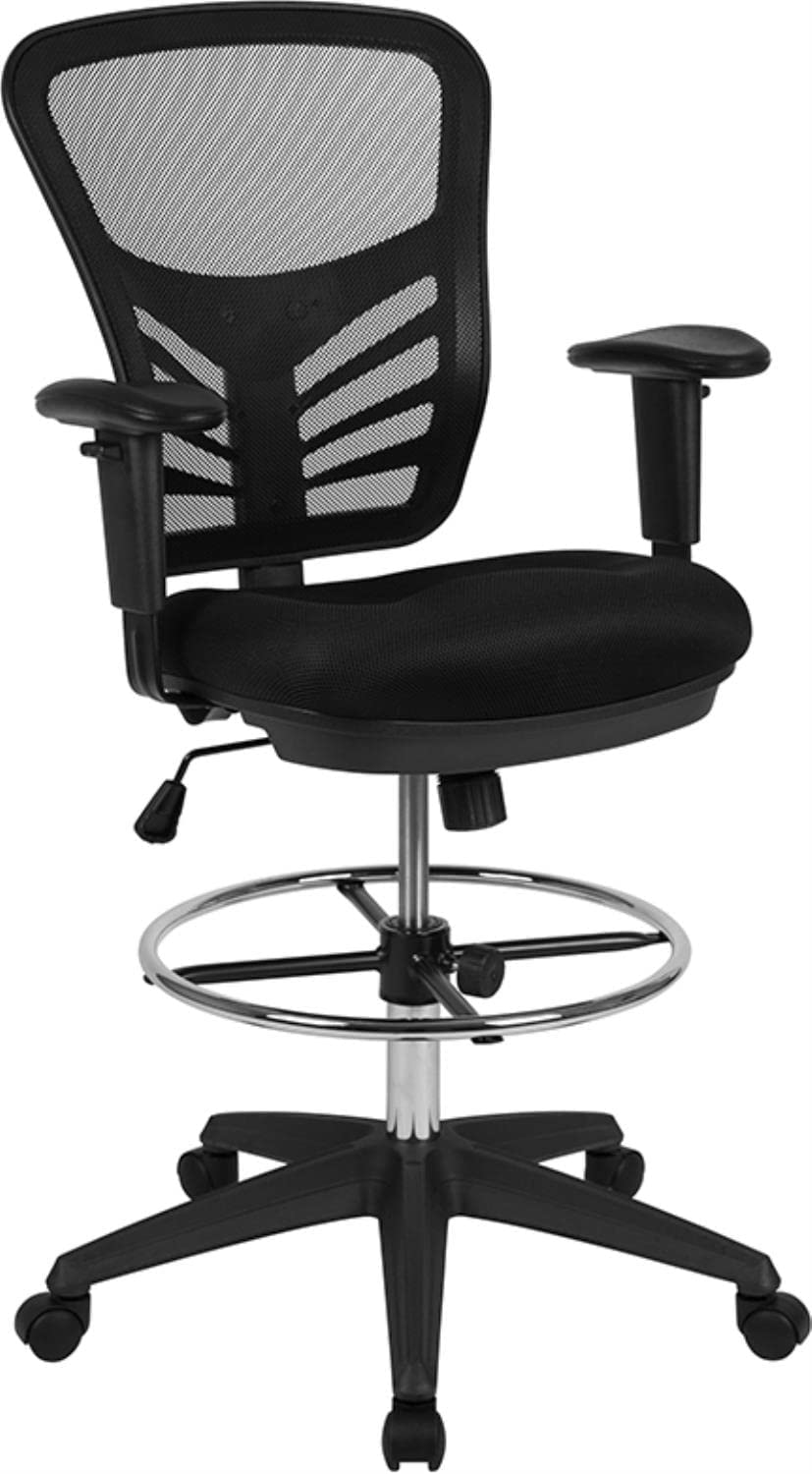 MidBack Red Mesh Multifunction Executive Swivel Ergonomic Office Chair with Adjustable Arms and
