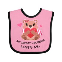Inktastic My Great Grandpa Loves Me Bear and Hearts Boys or Girls Baby Bib