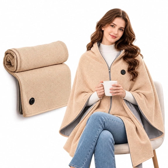 HZMRLSB Wearable Heated Blanket, Portable USB Powered Shawl Wrap, 3 Heat Levels, 31.5 x 60 in