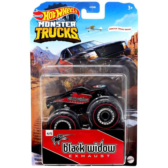 Hot Wheels Monster Trucks Racing Black Widow Exhaust Diecast Car