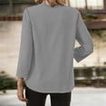 thumbnail image 2 of Women's Linen Tops Roll-Up 3/4 Sleeve Lightweight Casual Dressy V Neck Blouse Solid Color Spring Summer Clothes (XL, Gray), 2 of 8
