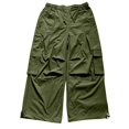 thumbnail image 4 of ManxiVoo Women's Elastic Waist Cargo Pants Lightweight Loose Wide Leg Jogger Trousers with Multi Side Pockets Casual Utility Bottoms for Outdoor Daily Active Wear, 4 of 5