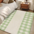 thumbnail image 5 of Green Plaid Washable Area Rugs 4'x6', Retro Country Green Plaid Linen Texture Low Pile Throw Living Room Rug Non-Slip Sturdy Edge Binding Carpet for Indoor Entryway Bedside Kitchen, 5 of 9