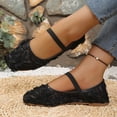 thumbnail image 6 of KIJBLAE Women's Lace Fairy Style Hollow Out Flats, Single Strap Mesh Slip On Elegant Casual Flat Shoes Black 40, 6 of 9