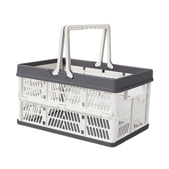 Cesta de compras plegable, cesta de Picnic, cesta apilable con asa plegable, cesta de almacenamiento, cesta de comestibles para barbacoa casera