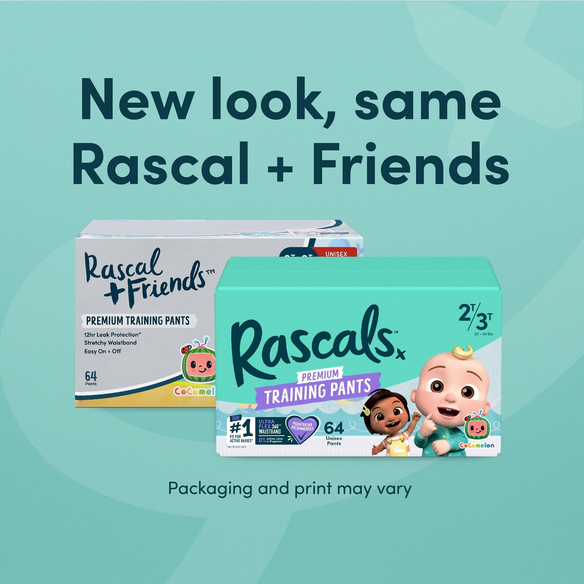 Rascals Cocomelon Edition Training Pants Size 5T-6T 32 Count (2 Pack of 16)