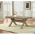 thumbnail image 4 of Roundhill Furniture Raven Wood 9-Piece Dining Set, Extendable Trestle Dining Table with 8 Chairs, Glazed Pine Brown, 4 of 16