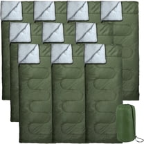 10 Pack Bulk Wholesale of Cold Weather Envelope Sleeping Bags for Adults, Kids, Homeless, Camping, Indoors, Outdoors - 10 Count Sleeping Bags in Forest Green - 71"L x 30"W