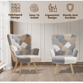 thumbnail image 5 of Living Room Accent Chair with High Backrest, Bedroom Plaid Bohemian Upholstered Armchair for Mid Century, Modern Cozy Chairs for Small Spaces, Grey, 2 Pack, 5 of 5