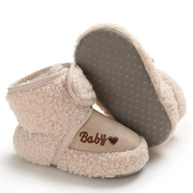 Para Bebé Recién Nacido, Suela Suave Y Cálida, Para El Invierno, Para Niños Y Niñas, Color Caqui, 12 Cm Caqui 12cm