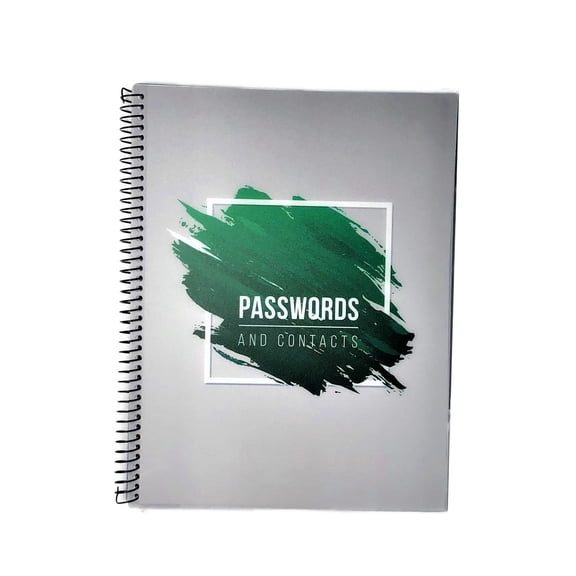 RE-Focus The Creative Office Spiral Password Keeper Organizer, Durable Alphabetical Tabs, Large, Green