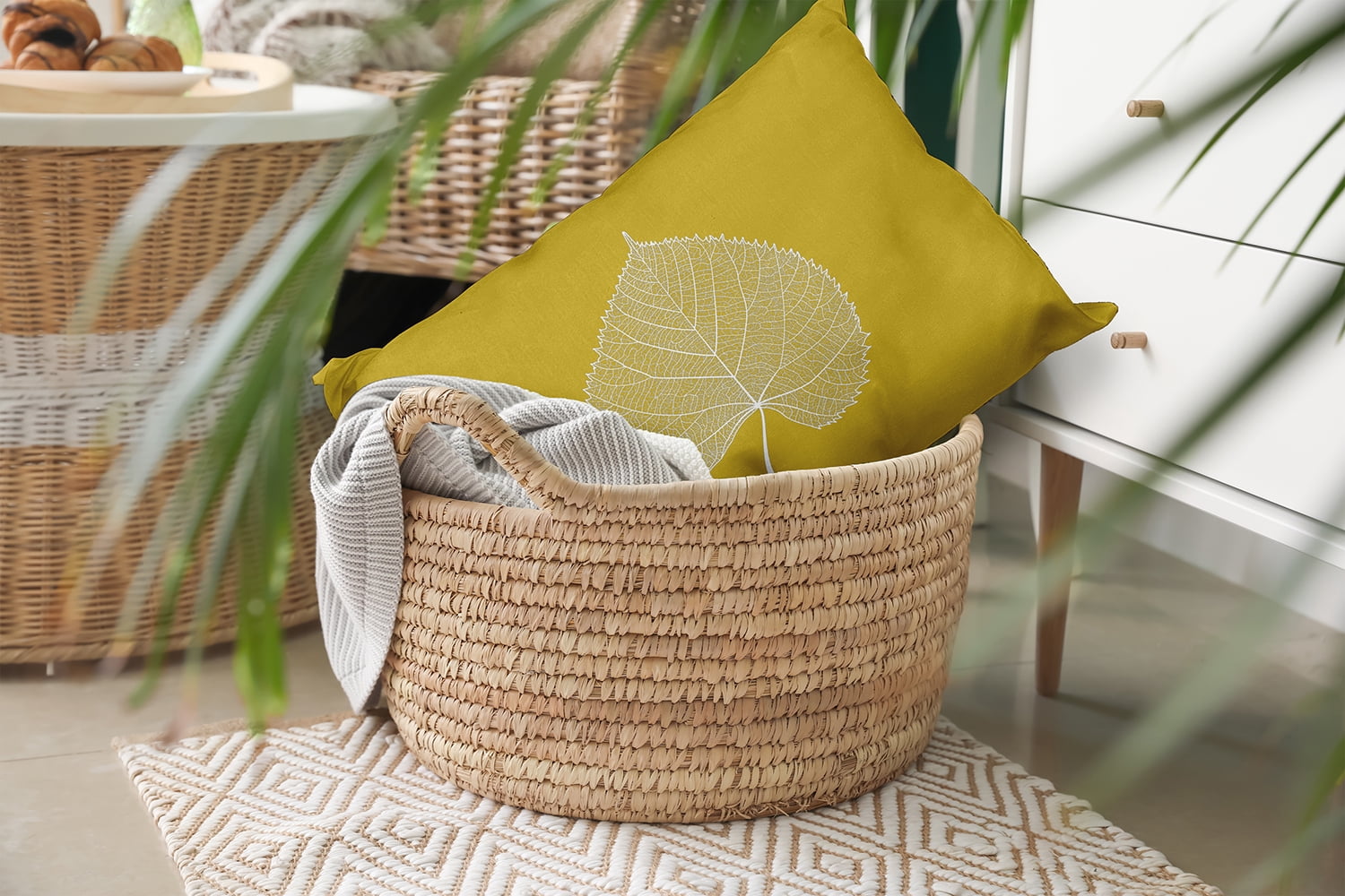 20" x 14" Simply Daisy Leaf Study Polyester Accent Pillow, Mustard Qty 1