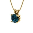 thumbnail image 2 of Clara Pucci 14K Yellow Solid Hypoallergenic Gold 1Ct Natural London Blue Topaz Round Brilliant Cut Solitaire Designer Necklace Pendant For December, 2 of 7