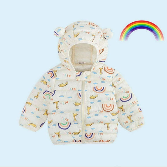 Awdenio Girls' Dress Coats, Toddler Baby Boys Girls Winter Down Padded Jacket Hooded Zipper Jacket Coat