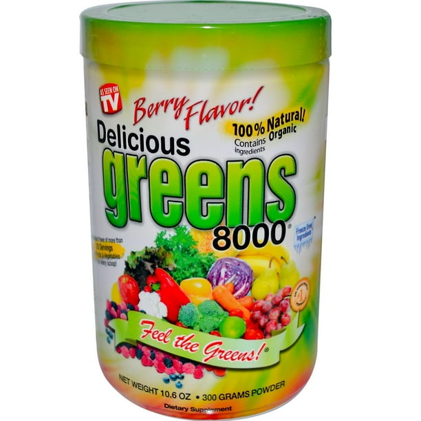 Greens World Delicious Greens 8000, Berry Flavor, Powder, 10.6 oz (300