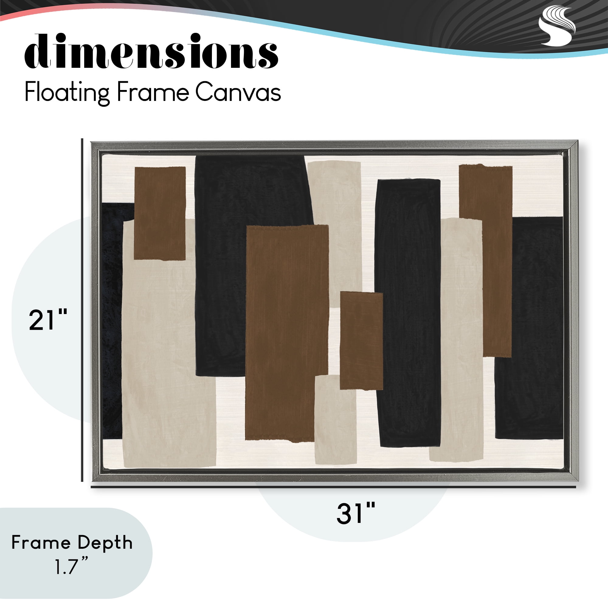 Stupell Industries Minimal Vertical Blocks in Earth Tones Gray Framed Floater Canvas Wall Art, design by Janet Tava