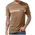 thumbnail image 3 of Kojanyu Men's Short Sleeve Crew Neck T-Shirt Casual Color Block Stripe Pocket Tee Stretch Moisture Wicking Everyday Top Plus Size M-4XL, 3 of 6