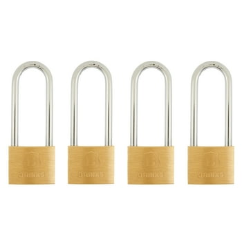 Brinks Solid Brass Padlock, 40mm Body with 2-1/2 inch Shackle,  4 Pack Keyed-Alike