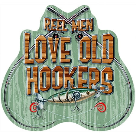 Mens Garage Sign Reel Men Love Old Hookers Novelty Sign | Indoor/Outdoor | Funny Home Décor for Garages, Living Rooms, Bedroom, Offices | SignMission personalized gift Wall Plaque Decoration ()