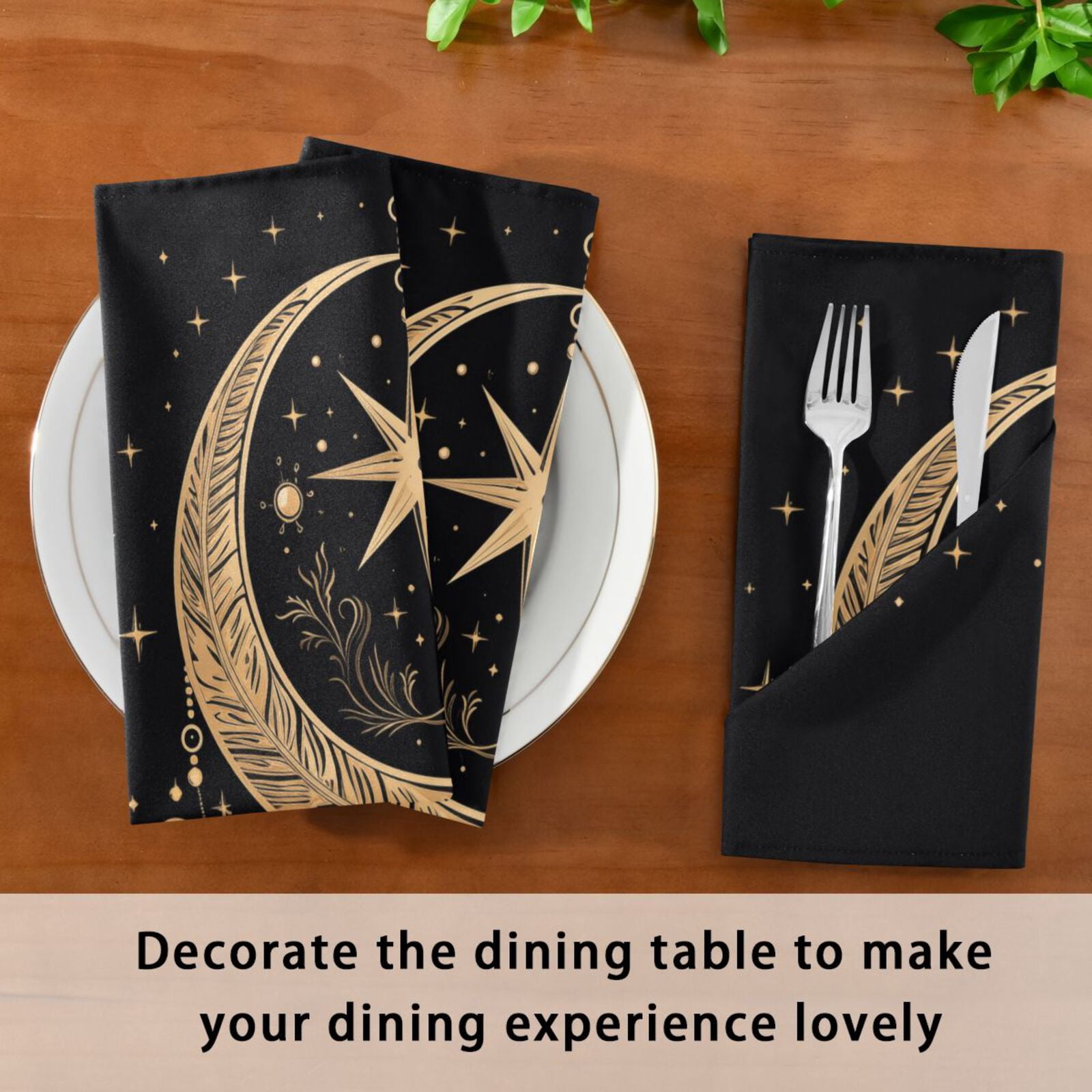 JSTEL Cresent Moon Dreamcatcher Witchy Cloth Napkins Set of 6, 20x20 Inch Washable and Reusable Napkin for Decoupage Dinner Party Everyday Use