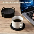 thumbnail image 6 of 6 Pcs Coasters for Drinks with Holder, Silicone Coasters with Grooved Design Non-Slip Cup Mat for Coffee, Beer, Tabletop Protection Pad(Black), 6 of 7