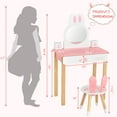 thumbnail image 4 of Costway Kids Vanity Set Rabbit Makeup Dressing Table Chair Set W/ Mirror Drawer Pink, 4 of 11