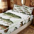 thumbnail image 3 of meiyoeat Watercolor Trout Bass Fish Zipper Comforter Set with Fitted Sheet and 2 Pillowcases for Men Kids, Rustic Wildlife Zipper Bedding Set, Green Brown, Reversible, 3pcs, 3 of 6