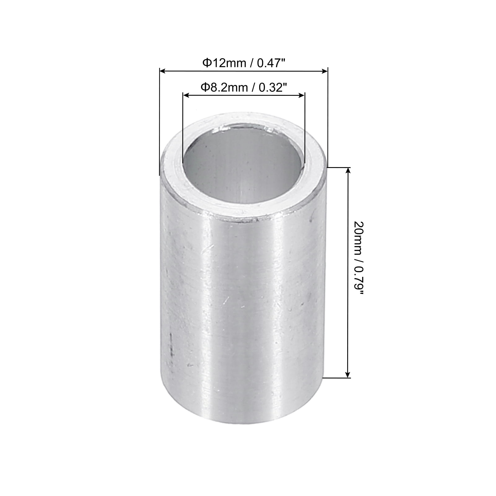 M8 Aluminum Spacers, 12 Pcs Metal Spacers Aluminum 8.2mm ID x 12mm OD x 20mm L Aluminum Spacer Screw Standoff Round for 5/16 or M8 Screw Bolts