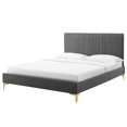 thumbnail image 1 of Platform Bed Frame, Queen Size, Velvet, Dark Grey Gray, Modern Contemporary Urban Design, Bedroom Master Guest Suite, 1 of 10