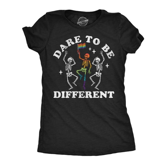 Womens Funny T Shirts Dare To Be Different Awesome Rainbow Skeleton Graphic Novelty Tee For Ladies Womens Graphic Tees