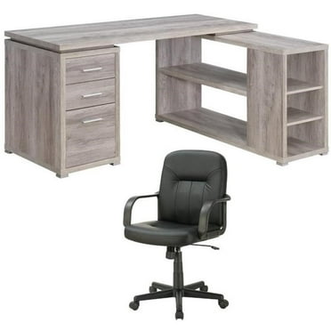 Home Square 2 Piece Furniture Set with L-Shaped Desk and Adjustable Office Chair