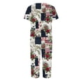 thumbnail image 5 of 4th of July Women's Pajama Set 2 Pieces Soft Comfy Pajamas Red Blue Flag and Star Print Short Sleeve Capri Pants Pjs Set with Pockets, 5 of 6