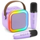thumbnail image 1 of Máquina de karaoke Peski portátil Bluetooth con 2 micrófonos, color morado, 1 of 8