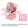 thumbnail image 3 of Tarjeta de cumpleaños 70 de Uxcell, tarjeta de cumpleaños emergente con tarjeta de saludo y sobre para mujeres y amigas, rosa, 3 of 6