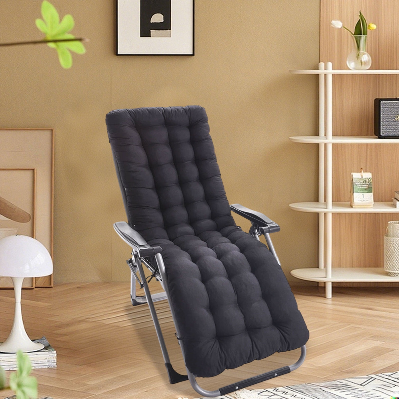Lounge Chair Cushion,Outdoor Lounge Chair Cushions,Seat Cushions,Lounge Chair Cushion,Cushions for Outdoor Furniture,Patio Cushions Chaise Outdoor Mattress Recliner Quilted Thick(Black)