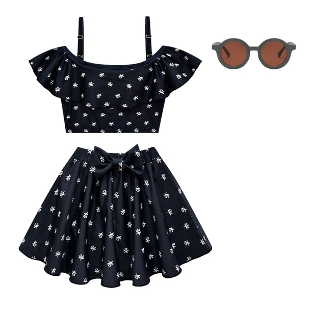 2023 miércoles Addams traje de baño niños dos piezas miércoles traje de baño para niñas bebés verano niños trajes de baño 2-10 años 2T (Tag100) Gao Jinjia LED