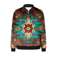 thumbnail image 4 of JURANMO Western Aztec Bomber Jackets for Women Lightweight Zip Up Flight Jacket Coats Casual Elastic Rib Long Sleeve Fall Outwear Todays Daily Deals Multicolor#6 XL, 4 of 6