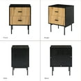thumbnail image 4 of Wooden 2 Drawer Storage End Table Chest Cabinet Table Metal Legs for Home Black, 4 of 7