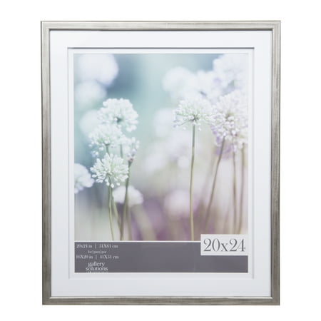 GALLERY SOLUTIONS 20x24 Grey Wood Frame with Double White Mat For 16x20