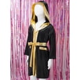 thumbnail image 4 of Yeahdor Kids Boys Boxing Robe Martial Art Muay Thai Uniform Long Sleeve Kick Boxing Hooded Robe Outfits Black 8, 4 of 7